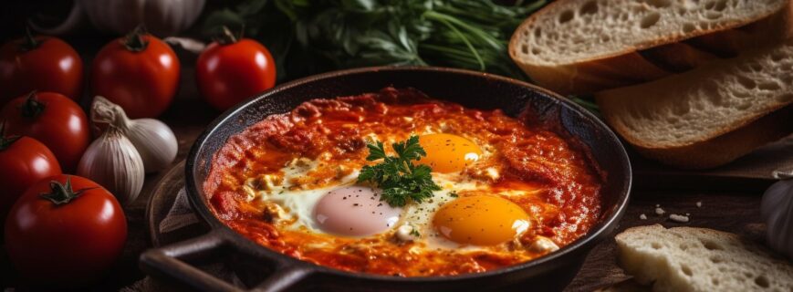 Shakshuka cu oua si sos de rosii