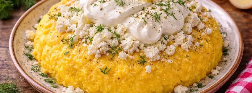 Mămăligă cu brânză și smântână Mămăligă cu brânză și smântână