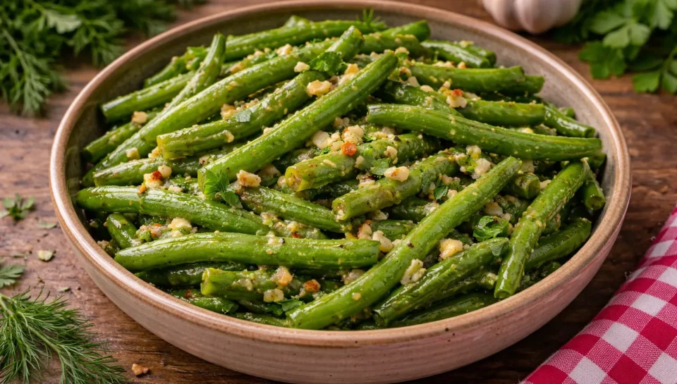 Fasole verde cu usturoi